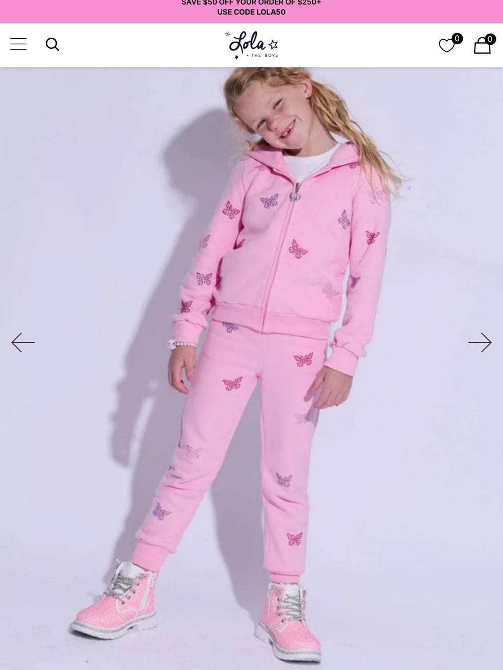 Lola + The Boys Pink Butterfly Zip Hoodie & Joggers